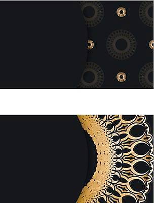 EPS 해외이미지 문양 패턴 일러스트 명함 사람없음 검은색 금색 화려 고급 가로명함 해외일러스트 컬러 컨셉 무늬 파일형식 벡터 이미지허브