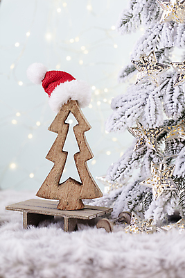 포토 JPG 해외이미지 크리스마스 산타모자 실내 사람없음 목재 크리스마스트리 미니어처 미니트리 트리모양 해외포토 모양 나무 모자_잡화 기념일 재료 내부 모형 파일형식 이미지허브