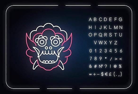 EPS 해외이미지 알파벳 선 백그라운드 일러스트 가면 타이포그라피 사람없음 화려 심볼 네온 인도네시아 형광등 해외일러스트 문자 영어 아시아 컨셉 전등 파일형식 벡터 이미지허브