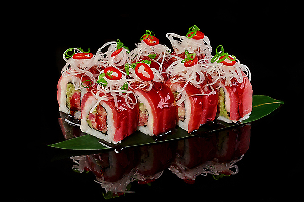 포토 JPG 해외이미지 고추 양파 사람없음 반사 매움 대나무잎 롤스시 참치회 해외포토 잎 채소 초밥 생선회 맛 일본음식 파일형식 이미지허브