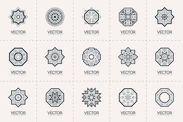 EPS 해외이미지 디자인 일러스트 추상 사람없음 세트 오리엔탈 심볼 만다라 해외일러스트 무늬 파일형식 벡터 이미지허브