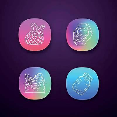 EPS 해외이미지 일러스트 유리병 사람없음 컬러풀 재활용 어플리케이션 에코 그라데이션 에코백 제로웨이스트 종이호일 네트백 해외일러스트 컬러 가방 병_용기 환경 그린캠페인 사회이슈 친환경 파일형식 벡터 이미지허브