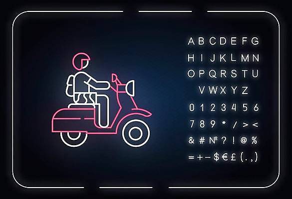 EPS 해외이미지 전신 알파벳 선 백그라운드 가방 일러스트 한명 사람 타이포그라피 운전 오토바이 화려 헬멧 심볼 네온 형광등 해외일러스트 문자 1 영어 잡화 컨셉 모션 전등 바이크 보호장비 파일형식 벡터 이미지허브