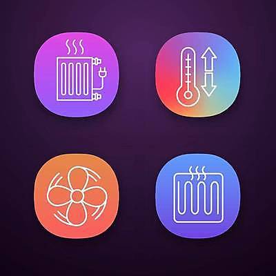 EPS 해외이미지 화살표 일러스트 사람없음 컬러풀 어플리케이션 온도계 난로 그라데이션 조절 환풍기 해외일러스트 컬러 장비 난방기 파일형식 벡터 이미지허브