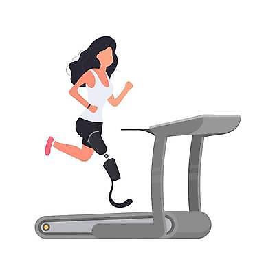 EPS 해외이미지 전신 여자 일러스트 한명 성인 운동복 달리기 운동 기계 장애인 런닝머신 러닝 의족 성인여자한명만 해외일러스트 1 옷 모션 건강 사람 운동기구 장애 여자한명만 성인여자만 파일형식 벡터 이미지허브