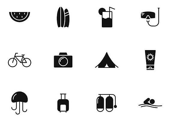 EPS 해외이미지 일러스트 수박 사람모양 텐트 사람없음 세트 픽토그램 카메라 캐리어 자전거 검은색 수영 주스 서핑보드 선크림 산소통 해파리 잠수경 해외일러스트 모양 음료 컬러 과일 통 캠핑도구 전자제품 여행가방 바이크 화장품 수상스포츠 보드_스포츠 자포동물 물안경 파일형식 벡터 이미지허브