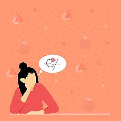 EPS 해외이미지 여자 백그라운드 말풍선 생각 일러스트 프레임 한명 성인 턱괴기 플랫 얼굴없음 성인여자한명만 카피스페이스 코랄 해외일러스트 1 컬러 모션 사람 공백 여자한명만 성인여자만 파일형식 벡터 이미지허브