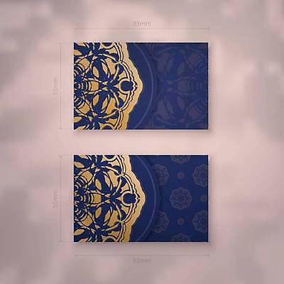 EPS 해외이미지 디자인 백그라운드 패턴 일러스트 명함 사람없음 파란색 세트 금색 고급 만다라 목업 해외일러스트 카드프레임 컬러 컨셉 무늬 프레임 파일형식 벡터 이미지허브
