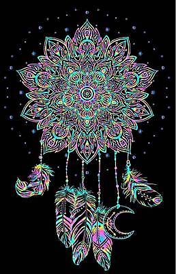 EPS 해외이미지 일러스트 사람없음 컬러풀 꿈 달 라인아트 깃털 만다라 보헤미아 히피 드림캐쳐 해외일러스트 자연요소 선 컬러 장식 파일형식 벡터 이미지허브
