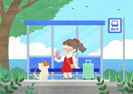 전신 PSD 나무 구름 한마리 여자 어린이 바다 일러스트 하늘 휴식 함께함 입벌림 한명 들기 앉기 소녀 여름 여름휴가 바캉스 반려동물 캐리어 고양이 여름풍경 풀 버스정류장 더위 힐링 바다여행 소녀한명만 반려묘 손풍기 국내일러스트 펫캉스 자연요소 식물 동물 1 계절 여행 컨셉 포유류 모션 날씨 휴가 표정 사람 풍경 여행가방 선풍기 역 휴대용 여자한명만 소녀만 파일형식 여름_계절