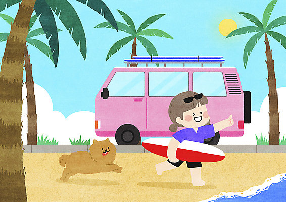 전신 PSD 구름 한마리 여자 어린이 일러스트 휴식 함께함 한명 들기 소녀 해변 여름 여름휴가 바캉스 반려동물 모래사장 선글라스 야자수 달리기 태양 여름풍경 가리킴 서핑보드 강아지 즐거움 힐링 캠핑카 소녀한명만 국내일러스트 펫캉스 자연요소 나무 동물 1 계절 감정 안경 바다 컨셉 모션 자동차 휴가 사람 풍경 손짓 보드_스포츠 개 여자한명만 소녀만 파일형식 여름_계절