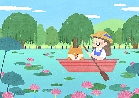 PSD 구름 모자 한마리 여자 어린이 일러스트 하늘 휴식 함께함 연꽃 한명 들기 소녀 상반신 여름 여름휴가 바캉스 반려동물 여름풍경 연못 강아지 나룻배 버드나무 구경 연잎 힐링 노젓기 나룻배타기 소녀한명만 시바견 국내일러스트 자연요소 나무 동물 1 잡화 계절 꽃 컨셉 잎 배_교통 모션 휴가 사람 풍경 개 승차 여자한명만 소녀만 파일형식 여름_계절