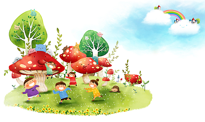 전신 PSD 나무 구름 여자 남자 어린이 무지개 일러스트 동화 함께함 요정 매달리기 소녀 소년 초원 여러명 친구 달리기 버섯 우정 풀 어린이날 탈출 즐거움 어린이상상 두더지 술래잡기 어린이만 나오기 동심 국내일러스트 자연요소 식물 기념일 감정 다수 컨셉 관계 모션 상상 놀이 사람 파일형식
