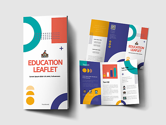 템플릿 표지디자인 교육 표지 내지 리플렛 3단접지 학교 그래프 팜플렛 사람없음 컬러풀 기하학 QR코드 인디자인 INDD 이미지템플릿 컬러 무늬 파일형식