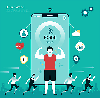 전신 구름 여자 남자 일러스트 그래프 사람모양 스마트라이프 서기 여러명 성인 스마트폰 달리기 운동 태양 손들기 건강관리 하트 맥박 스마트 톱니바퀴 보안 위치 열쇠구멍 유산소운동 러닝 민트색 방패모양 성인만 만보기 국내일러스트 AI파일 자연요소 모양 라이프스타일 컬러 다수 컨셉 의학 모션 건강 관리 안전 사람 핸드폰 스마트기기 방패 파일형식 벡터