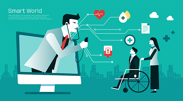 전신 여자 남자 일러스트 청진기 스마트라이프 서기 들기 앉기 상반신 성인 세명 마주보기 모니터 환자 의사 하트 맥박 스마트 휠체어 문서 보호자 민트색 혈액주머니 원격의료 성인만 국내일러스트 AI파일 모양 라이프스타일 컬러 컨셉 의학 의료기기 모션 사람 컴퓨터 진료 의료진 혈액 원격 파일형식 벡터