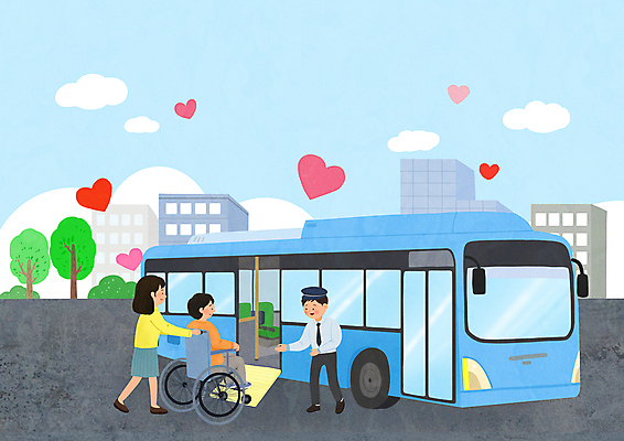 전신 PSD 구름 여자 남자 도로 하늘색 일러스트 버스 성인 건물 세명 하트 도움 버스정류장 승차 장애인 사회복지 휠체어 버스기사 성인만 장애인복지 저상버스 국내일러스트 자연요소 모양 건축물 길 육상교통 컨셉 교통시설 모션 대중교통 사람 파란색 운전사 역 복지 장애 파일형식