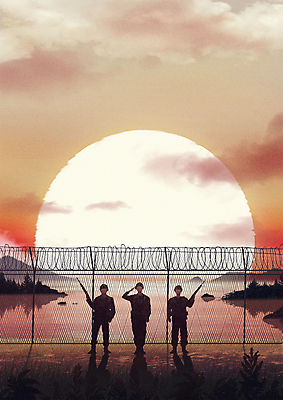 전신 PSD 구름 남자 일러스트 산 군대 들기 성인 세명 강 태양 노을 주황색 군인 총 군복 경계 철조망 현충일 거수경례 국군의날 국방 안보 철책 성인남자만 국내일러스트 자연요소 직업 기념일 무기 컬러 유니폼 모션 사람 경례 국군 남자만 성인만 파일형식 법정기념일 호국보훈의달