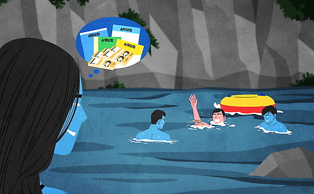 PSD 응시 여자 남자 지폐 생각 일러스트 물놀이 남편 여러명 상반신 성인 친구 손들기 계곡 바위 아내 돈다발 위험 사건 튜브 빠짐 보험 물에빠짐 방치 성인만 보험금 보험사기 수난사고 국내일러스트 시선 다수 컨셉 돈 관계 모션 놀이 사람 금융 돌_바위 속임수 범죄 파일형식