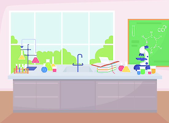 JPG 해외이미지 일러스트 현미경 실험기구 사람없음 칠판 실험실 과학실 해외일러스트 과학 실험 파일형식 이미지허브