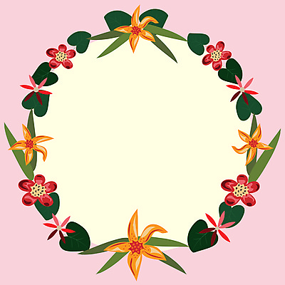 JPG 해외이미지 꽃 잎 일러스트 사람없음 원형프레임 꽃프레임 해외일러스트 식물 프레임 원형 파일형식 이미지허브