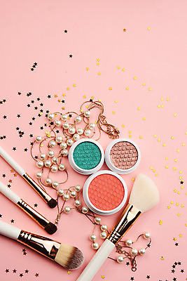 포토 JPG 해외이미지 사람없음 세트 뷰티 화장품 오브젝트 아이섀도 메이크업브러쉬 해외포토 붓 파일형식 이미지허브