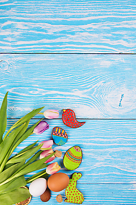 포토 JPG 해외이미지 꽃 잎 사람없음 장식 화려 부활절계란 파란배경 새모양 토끼모양 진저쿠키 스프링클 카피스페이스 나무배경 해외포토 모양 식물 백그라운드 컨셉 부활절 파란색 쿠키 계란 공백 파일형식 이미지허브