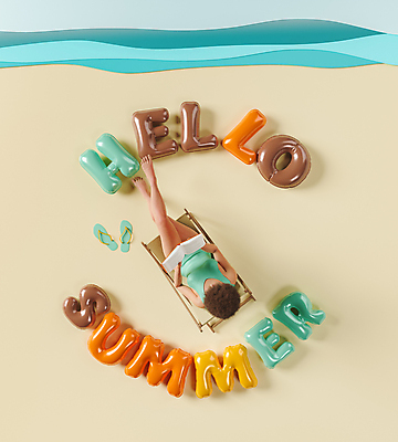 포토 JPG 해외이미지 전신 영어 여자 휴식 한명 앉기 성인 타이포그라피 해변 책 여름휴가 바캉스 독서 3D 쪼리 선베드 풍선 성인여자한명만 해외포토 문자 1 바다 컨셉 의자 모션 휴가 사람 샌들 디지털합성 여자한명만 성인여자만 파일형식 여름_계절 이미지허브