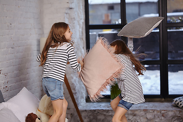 포토 JPG 해외이미지 백인 여자 어린이 베개 함께함 실내 들기 상반신 두명 옆모습 던지기 자매 여동생 언니 소녀만 베개싸움 휘두르기 해외포토 서양인 뷰포인트 컨셉 가족 침구 모션 사람 내부 싸움 동생 여자만 어린이만 파일형식 이미지허브