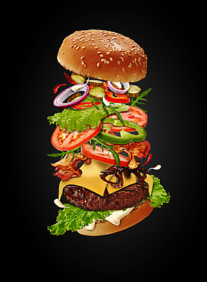포토 JPG 해외이미지 토마토 치즈 사람없음 햄버거 양상추 커틀릿 피클 패티 마요네즈 적양파 해외포토 음식 채소 양파 유제품 패스트푸드 소스_음식 절임 파일형식 이미지허브