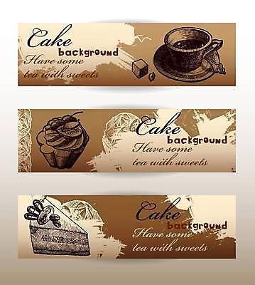 EPS 해외이미지 커피 일러스트 사람없음 갈색 케이크 빈티지 커피잔 컵케이크 머핀 해외일러스트 음료 빵 컬러 컨셉 디저트 잔 파일형식 벡터 이미지허브