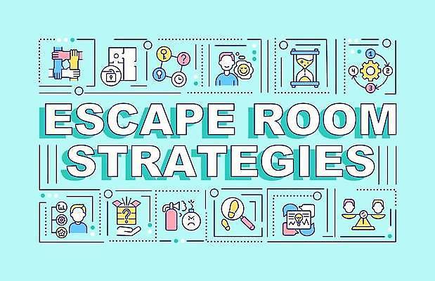 EPS 해외이미지 디자인 선 백그라운드 컨셉 일러스트 놀이 돋보기 출입구 타이포그라피 사람없음 단어 방 도전 게임 퍼즐 플랫 탈출 힌트 해외일러스트 문자 파일형식 벡터 이미지허브