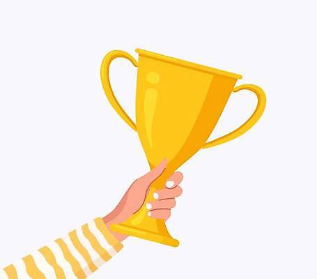 EPS 해외이미지 손 일러스트 성공 들기 신체부위 노란색 축하 잡기 우승 트로피 해외일러스트 컬러 컨셉 모션 사람 최고 상_우승 파일형식 벡터 이미지허브