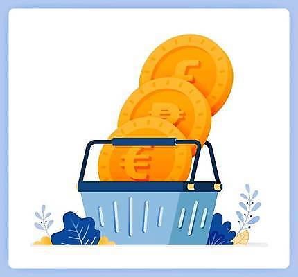 EPS 해외이미지 식물 일러스트 사람없음 쇼핑 바구니 동전 구매 해외일러스트 돈 파일형식 벡터 이미지허브