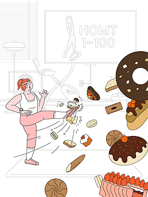 전신 여자 빵 다이어트 일러스트 사람모양 한명 서기 성인 운동복 쿠키 과자 케이크 헬스사이클 도전 스탠드 도넛 킥 결심 컵케이크 마카롱 감자칩 식탐 성인여자한명만 국내일러스트 AI파일 모양 1 옷 음식 컨셉 모션 디저트 조명 건강 사람 운동기구 칩_음식 여자한명만 성인여자만 파일형식 벡터