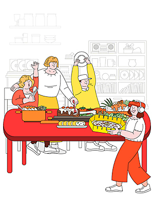 전신 접시 여자 남자 포크 일러스트 젓가락 식탁 피자 함께함 들기 앉기 여러명 성인 파티 손들기 케이크 숟가락 만세 샐러드 운반 냄비 가득함 즐거움 생선요리 계란말이 성인만 국내일러스트 AI파일 식기 감정 음식 다수 컨셉 모션 탁자 디저트 패스트푸드 서양음식 수저 어류 사람 이벤트 솥 계란요리 파일형식 벡터