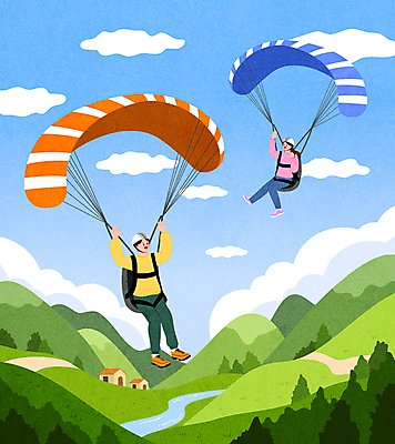 전신 나무 구름 커플 여자 남자 해외여행 일러스트 하늘 휴가 산 성인 두명 건물 비행 잡기 떠있는 패러글라이딩 국내여행 성인만 국내일러스트 AI파일 자연요소 식물 해외 건축물 스포츠 여행 관계 모션 사람 파일형식 벡터