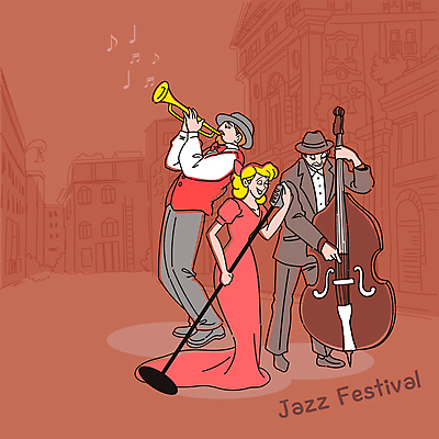 전신 모자 여자 남자 백그라운드 연주 음표 일러스트 거리 서기 들기 성인 빨간색 세명 연주자 잡기 스탠드마이크 트럼펫 재즈 재즈가수 콘트라베이스 성인만 버스킹 국내일러스트 AI파일 기호 잡화 음악 컬러 모션 현악기 사람 공연 음악가 가수 금관악기 마이크 파일형식 벡터