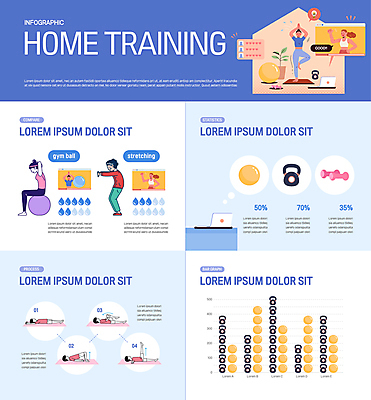전신 여자 남자 말풍선 일러스트 그래프 서기 앉기 여러명 상반신 성인 파란색 노트북 눕기 운동 스트레칭 아령 인포그래픽 매트 짐볼 손뻗기 동영상창 케틀벨 한발서기 성인만 집모양 홈트레이닝 국내일러스트 AI파일 모양 컬러 다수 모션 건강 사람 전자제품 동영상 파일형식 벡터