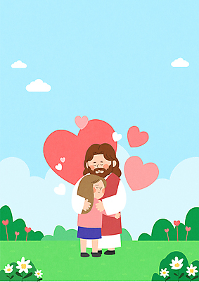 전신 구름 여자 남자 꽃 기독교 하늘색 일러스트 안기 포옹 사랑 서기 초원 성인 두명 하트 풀 예수 위로 힘듦 성인만 국내일러스트 AI파일 자연요소 모양 식물 감정 종교 컨셉 모션 사람 파란색 신_종교 파일형식 벡터