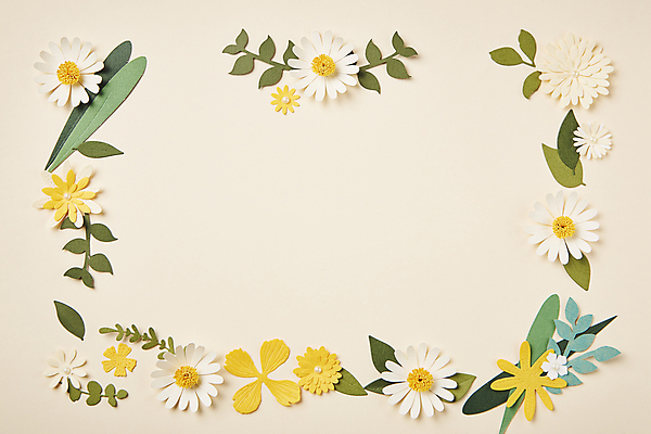 포토 JPG 스튜디오촬영 종이 잎 프레임 사람없음 하이앵글 페이퍼아트 오브젝트 종이꽃 베이지색배경 카피스페이스 편집소스 국내포토 식물 꽃 뷰포인트 백그라운드 실내 공백 베이지색 파일형식