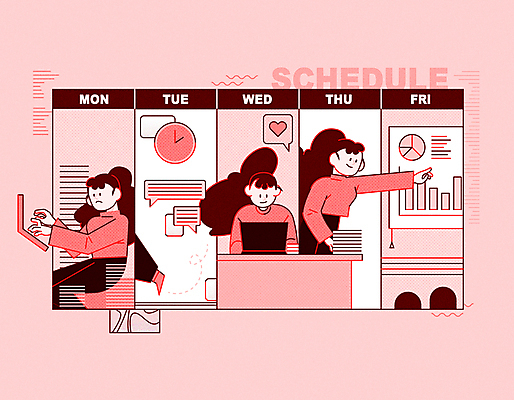 여자 시계 분홍색 말풍선 일러스트 그래프 앉기 상반신 성인 세명 노트북 달력 하트 타이핑 업무 비즈니스우먼 발표 계획 계획표 집중 책상 일과 손뻗기 금요일 목요일 수요일 월요일 일정표 화요일 성인여자만 국내일러스트 AI파일 모양 컬러 가구 컨셉 비즈니스 모션 사람 전자제품 작업 직장인 요일 여자만 성인만 파일형식 벡터