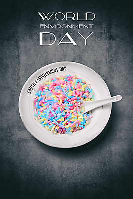 PSD 편집이미지 그릇 포스터 지구 빨대 타이포그라피 사람없음 자연보호 숟가락 검은색 환경오염 오염 쓰레기 가득함 세계환경의날 미세플라스틱 이미지편집 문자 식기 컬러 컨셉 자연 수저 보호 파일형식 법정기념일