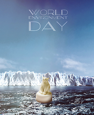 PSD 편집이미지 포스터 지구 바다 하늘 타이포그라피 사람없음 자연보호 미니어처 뚜껑 환경오염 오염 북극 북극곰 빙하 지구온난화 세계환경의날 기후위기 이미지편집 문자 컨셉 곰 자연 모형 보호 극지방 기후변화 위기 파일형식 법정기념일