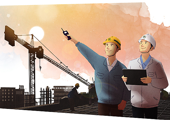 PSD 남자 건축 실루엣 일러스트 하늘 노동자 건설업 작업복 공사 미소 들기 상반신 성인 세명 태블릿 태양 노을 건설현장 올려보기 가리킴 안전모 무전기 타워크레인 감독관 재개발 성인남자만 건설근로자 국내일러스트 자연요소 직업 옷 산업 모션 무선통신 촬영기법 표정 사람 손짓 전자제품 스마트기기 헬멧 안전장비 기중기 남자만 성인만 파일형식