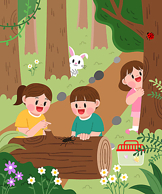 전신 나무 여자 남자 꽃 어린이 나비 일러스트 자연 서기 웃음 소녀 소년 상반신 세명 올려보기 가리킴 토끼 관찰 풀 숲속 즐거움 생태계 통나무 무당벌레 숲길 자연학습 숨기 자연관찰 자연친화 자연친화적 장수풍뎅이 채집통 어린이만 언스쿨링 국내일러스트 AI파일 식물 교육 감정 길 곤충 포유류 모션 통 표정 사람 손짓 반려동물 체험학습 숲 파일형식 벡터