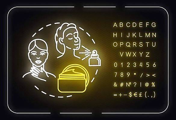 EPS 해외이미지 알파벳 여자 선 백그라운드 일러스트 성인 타이포그라피 사람없음 두명 화장품 화려 심볼 네온 스프레이 형광등 성인여자만 해외일러스트 문자 영어 컨셉 전등 사람 뷰티 여자만 성인만 파일형식 벡터 이미지허브