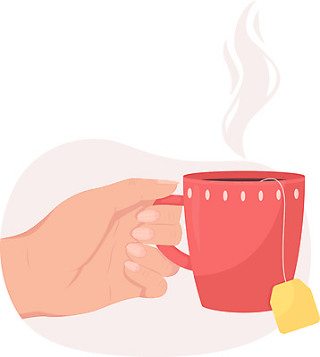 JPG 해외이미지 손 일러스트 따뜻함 사람없음 신체부위 머그컵 잡기 수증기 심플 티백 해외일러스트 모션 사람 컵 차_음료 파일형식 이미지허브