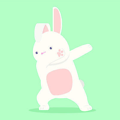 JPG 해외이미지 포즈 일러스트 사람없음 춤 토끼 민트색 해외일러스트 컬러 포유류 문화예술 반려동물 파일형식 이미지허브