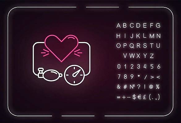 EPS 해외이미지 알파벳 선 백그라운드 일러스트 타이포그라피 사람없음 하트 화려 심볼 네온 형광등 혈압계 고혈압 혈압 해외일러스트 모양 문자 영어 컨셉 의료기기 전등 질병 파일형식 벡터 이미지허브